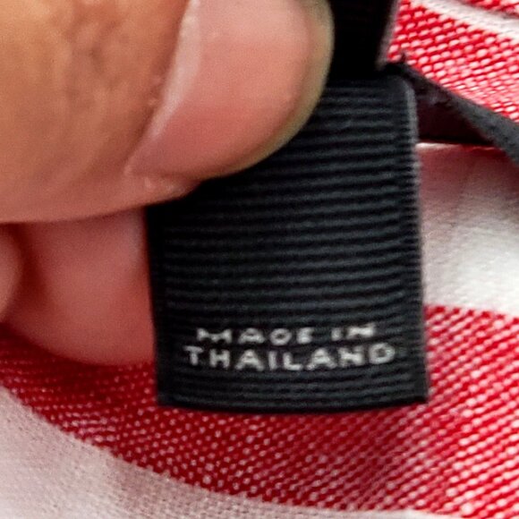 J Crew Linen Red & White Striped Button-Up Long Sleeve Shirt With Chest Pockets - Picture 7 of 11